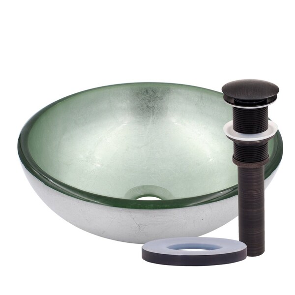 Novatto Mini 12-inch Argento Glass Vessel Bathroom Sink, Oil Rubbed Bronze TIG-7032-12ORB - main